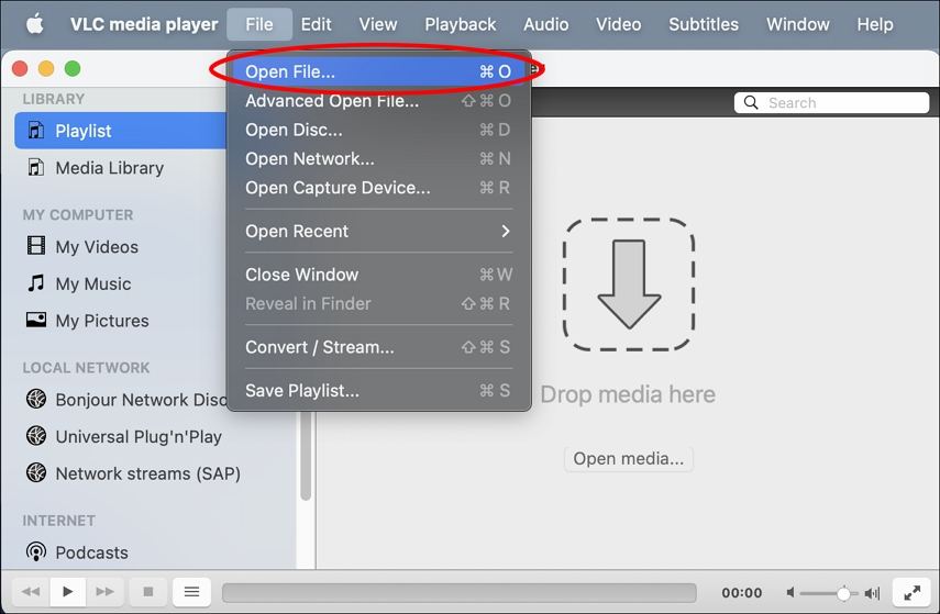 vlc open wav file on mac