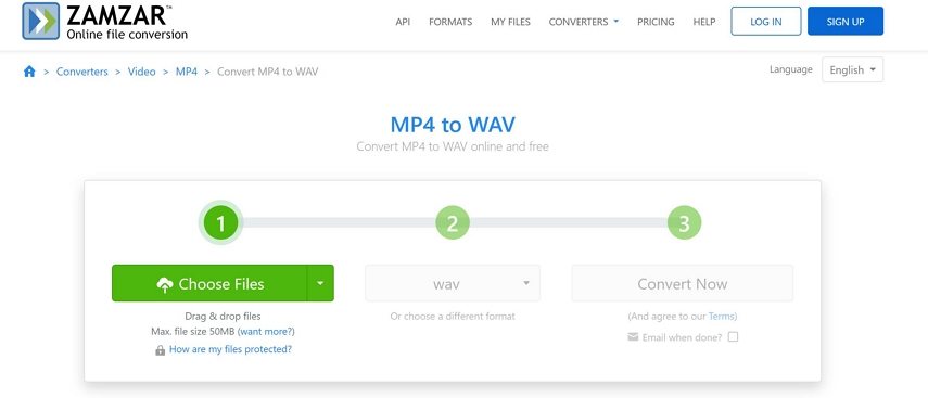 zamzar convert mp4 to wav free