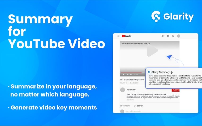 glarity summary for youtube videos