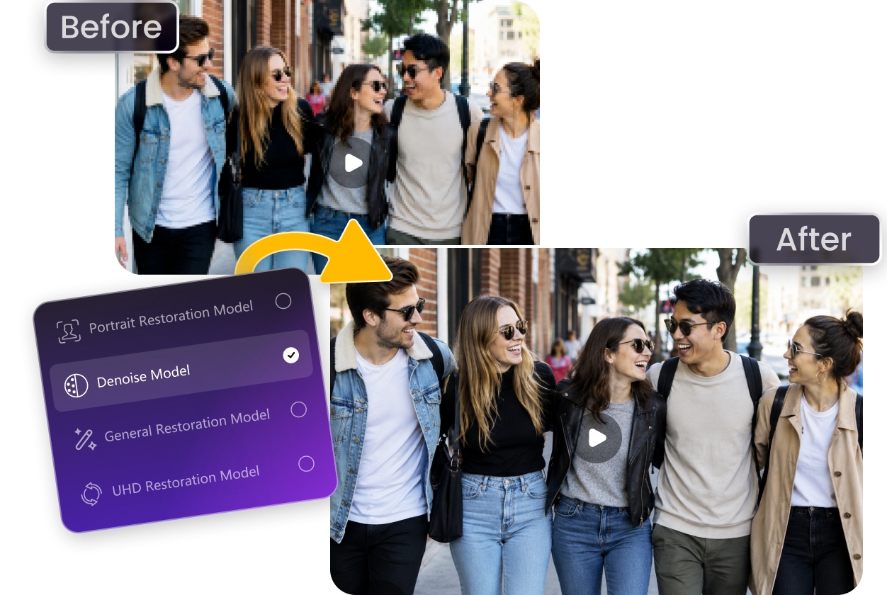 remove pixelation from video with multiple AI models
