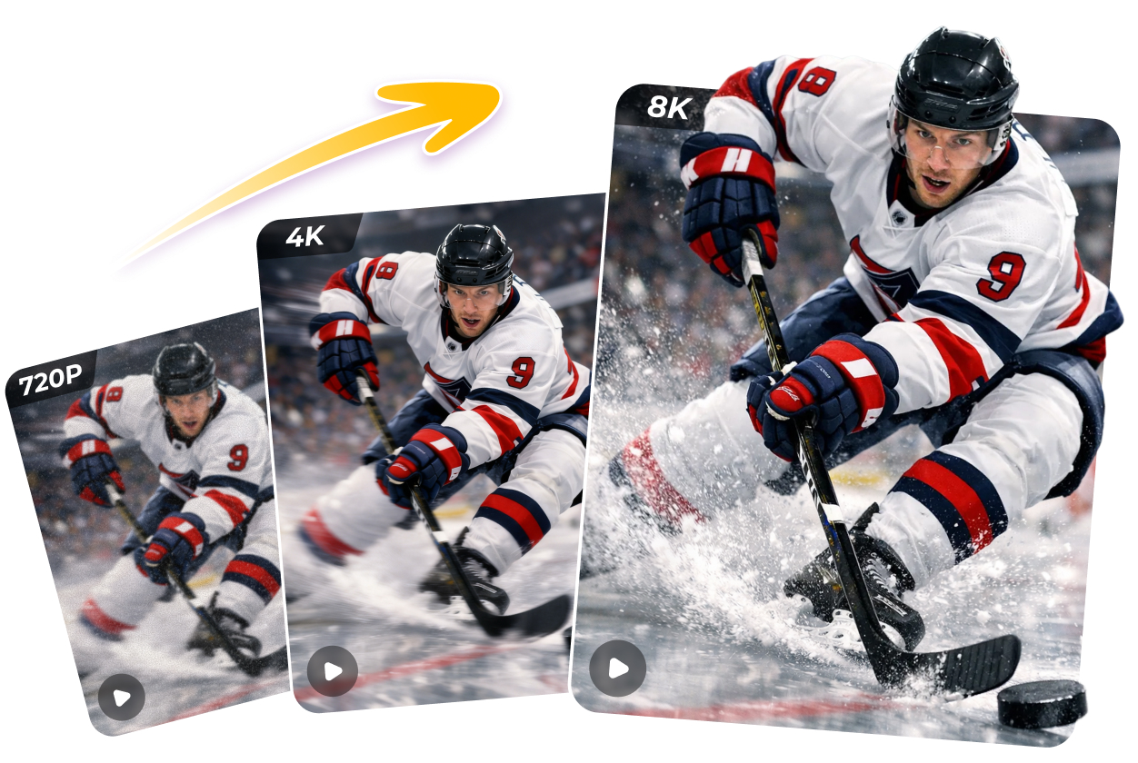 upscale blurry videos to 4K and 8K