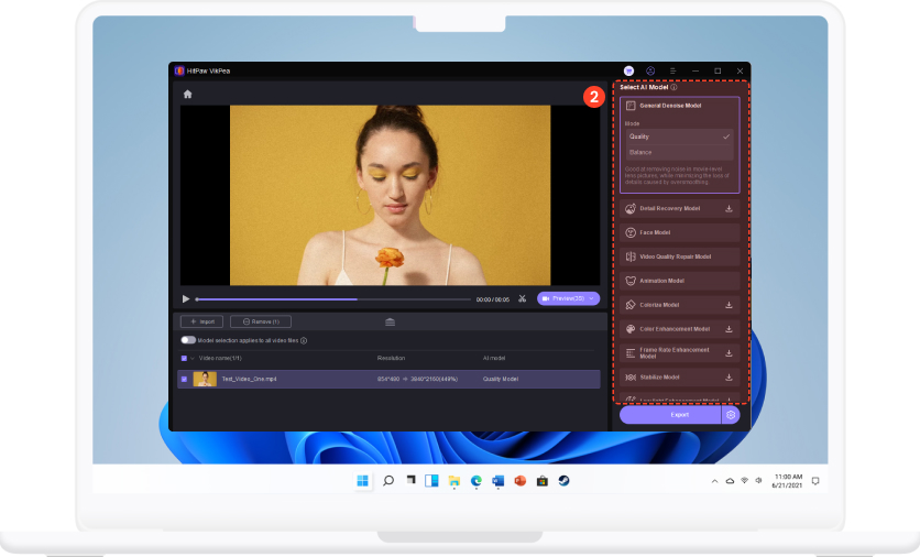select ai video enhancement model